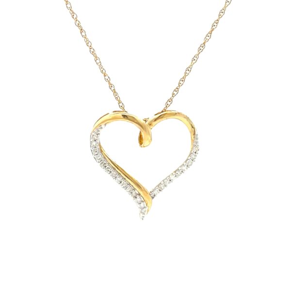 diamond and 10k yellow gold heart necklace