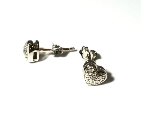 diamond accented sterling silver heart post earrings