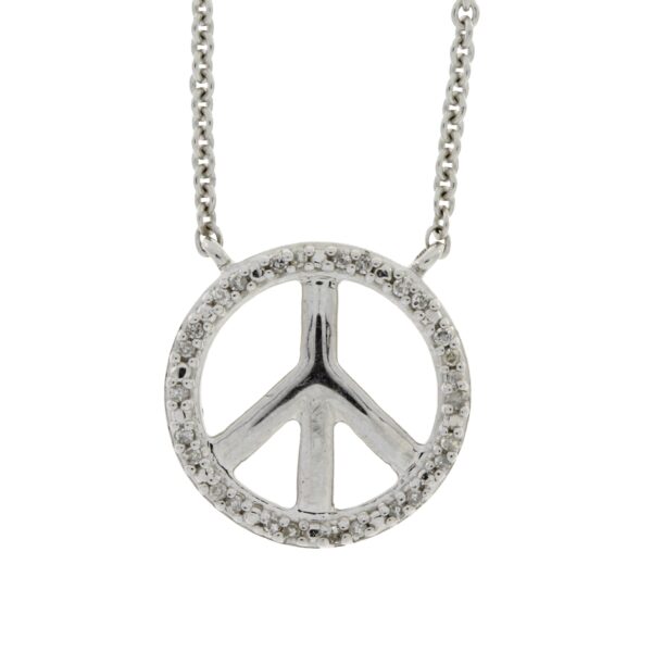 diamond and sterling silver peace sign necklace