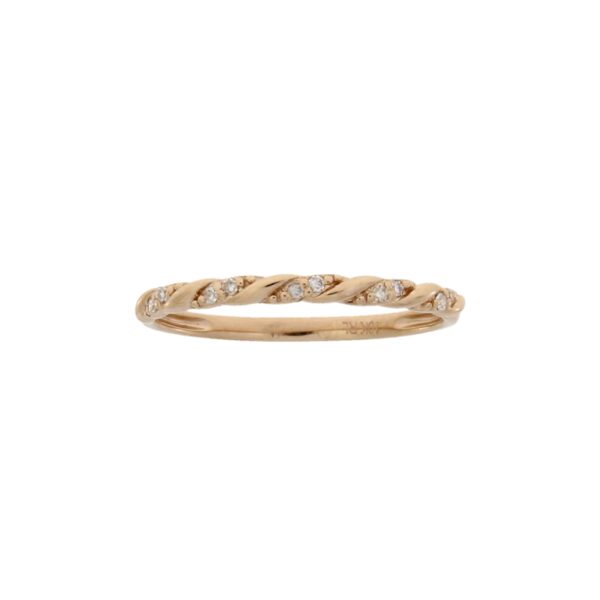 Dainty 10K rose gold and diamond band ring