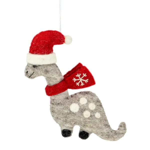 felted handmade dinosaur Christmas ornament
