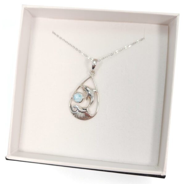 larimar dolphin necklace in gift box