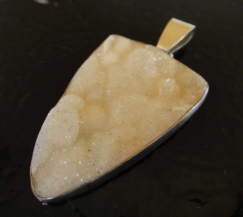 handmade druzy botryoidal quartz and sterling silver pendant by Dale Repp