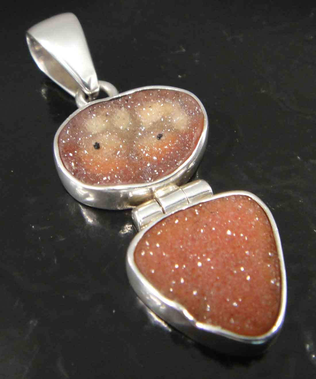 Handmade agate druzy and sterling silver pendant