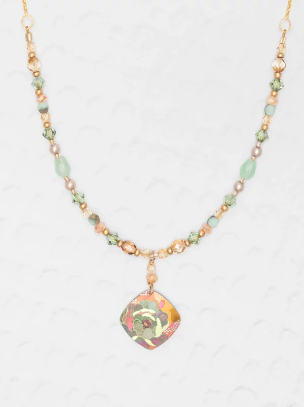 peach and sage floral necklace by Holly Yashi