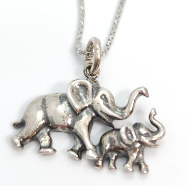 elephant and child sterling silver necklace
