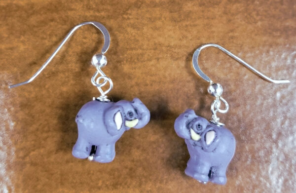 ceramic elephant and sterling silver earrings