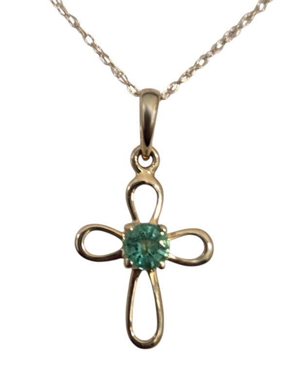 10k gold and emerald cross necklace