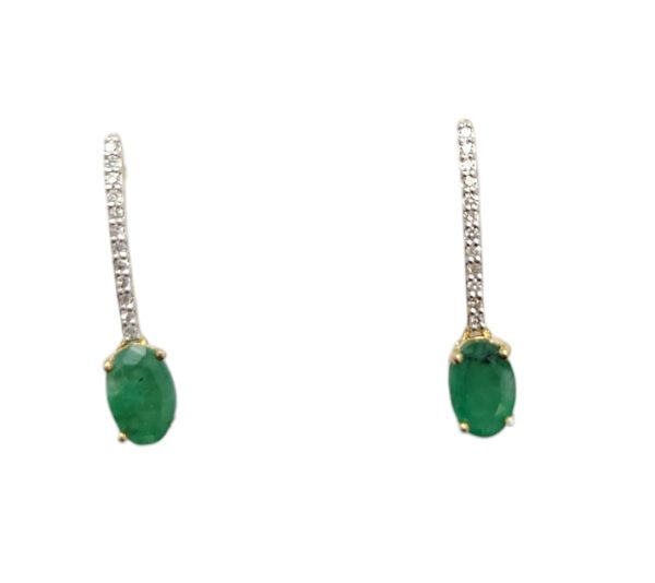 Emerald, diamond, and gold earrings
