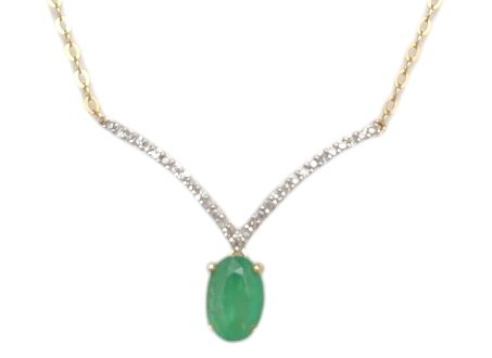 emerald, diamond, and gold "v" necklace