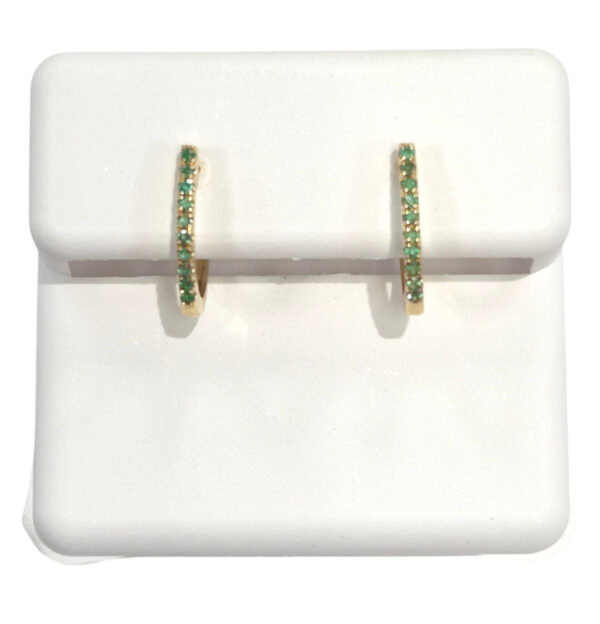 gold and emerald dainty hoop earrings