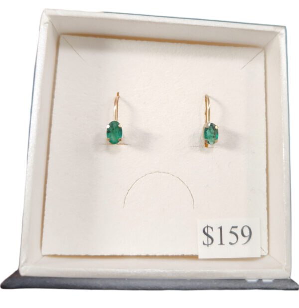 emerald and 10K yellow gold lever-back earrings