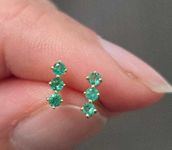 emerald and 14K gold stud earrings