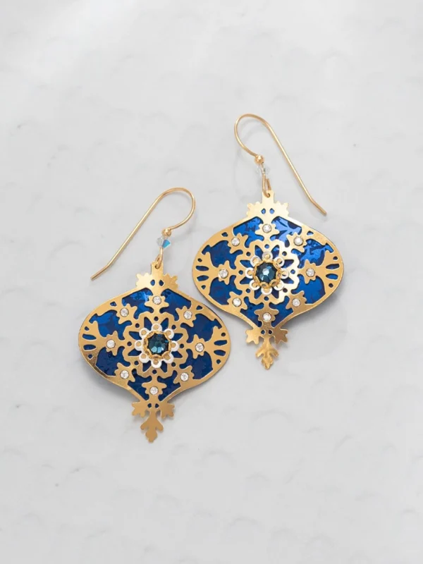 blue snowflake ornament earrings by Holly Yashi