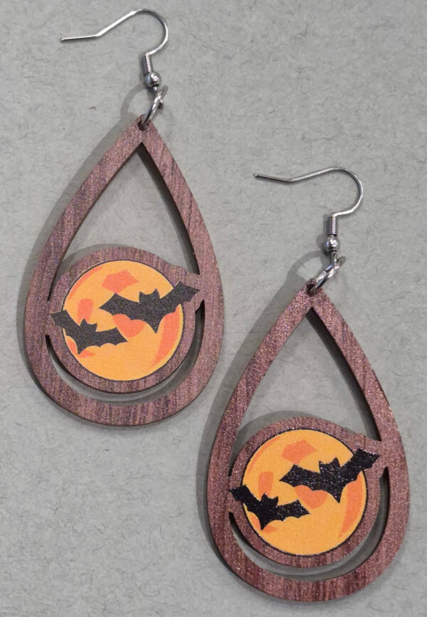 full moon and bat earrings
