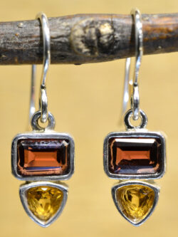 Sierra Designs garnet, citrine, and sterling silver gemstone earrings