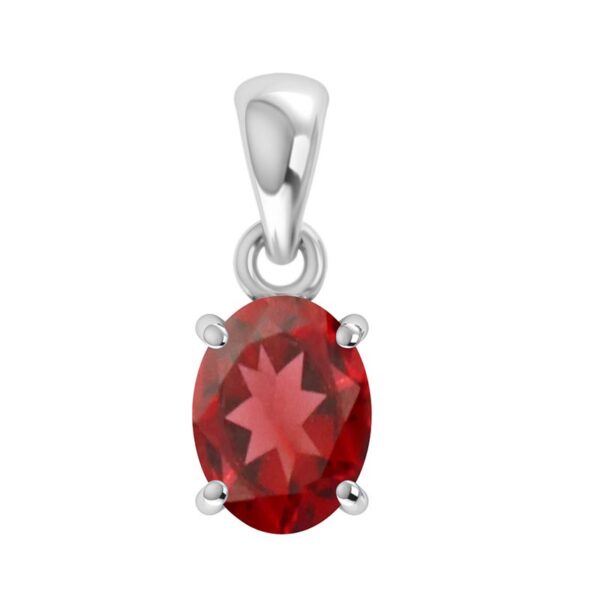 garnet and sterling silver oval pendant