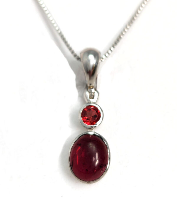 Garnet and sterling silver two stone necklace by Starborn Creations