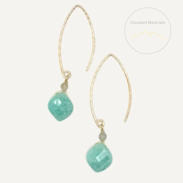 earrings with labradorite, amazonite, gold-fill ear-wires