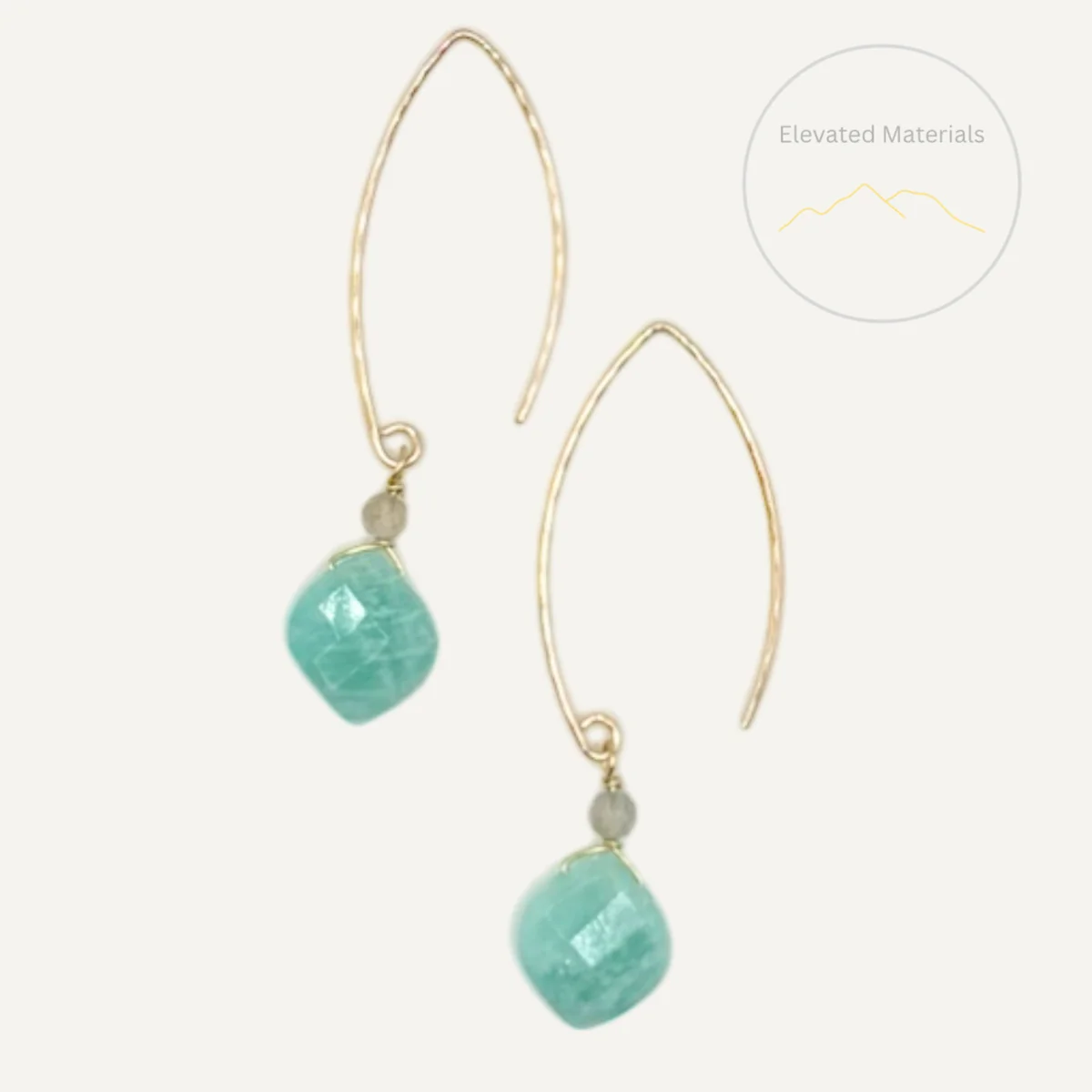 earrings with labradorite, amazonite, gold-fill ear-wires