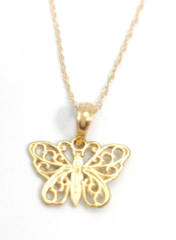 dainty butterfly necklace in 10K yellow gold
