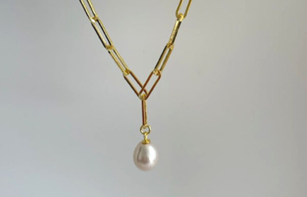fresh water pearl and gold-plated sterling silver chain necklace
