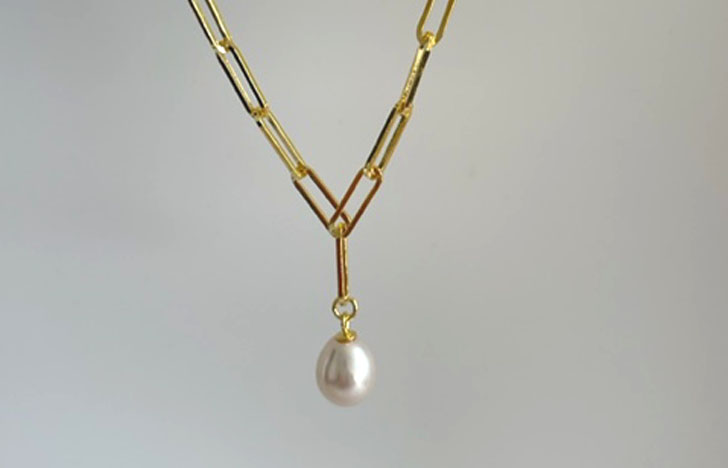 fresh water pearl and gold-plated sterling silver chain necklace