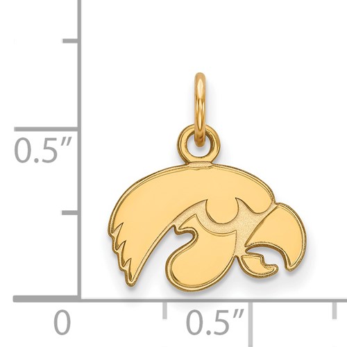 University of Iowa Hawkeye gold-plated sterling silver Tigerhawk pendant charm with ruler