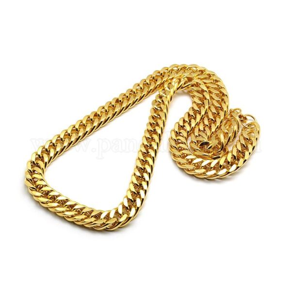 Gold-tone stainless steel Cuban link chain