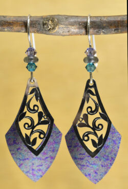Gray, purple, teal drop Adajio earrings
