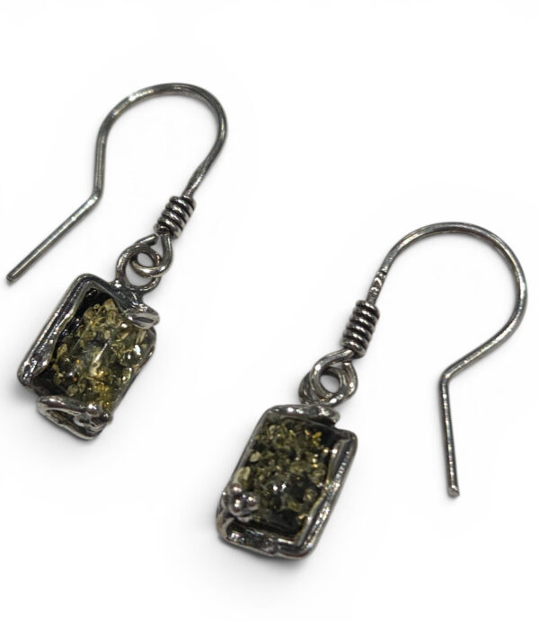 green Baltic amber and sterling silver earrings
