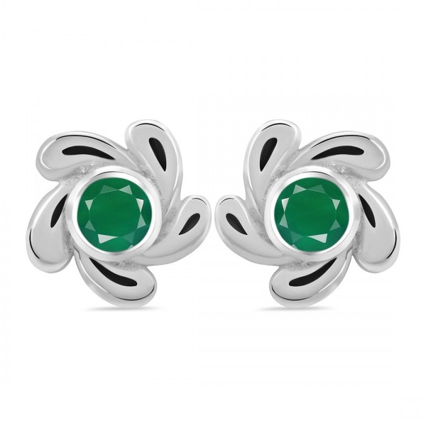 green onyx and sterling silver stud earrings