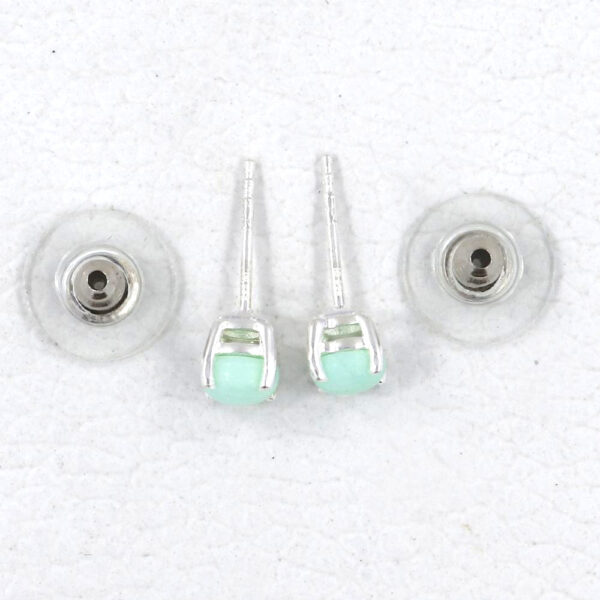 top view of green opal stud earrings