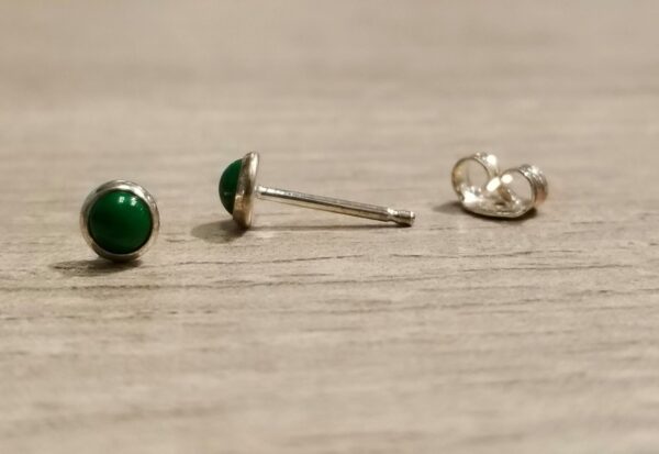 green enamel and sterling silver small stud earrings