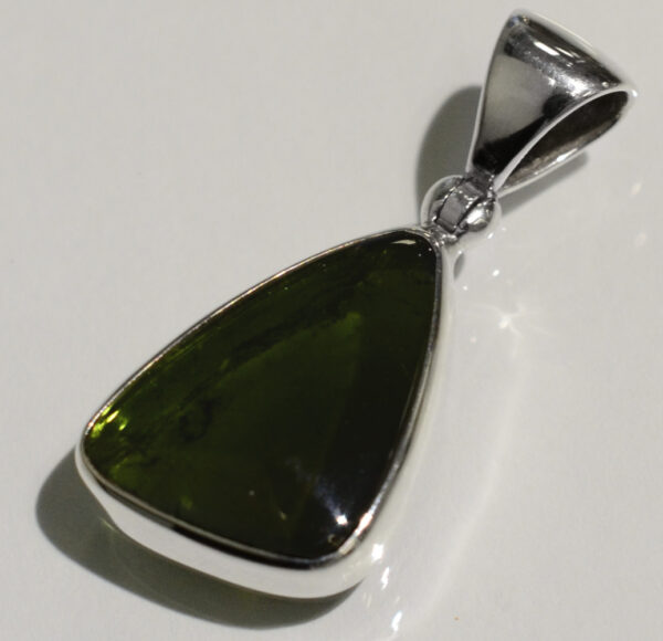 handmade polished green tourmaline triangle pendant