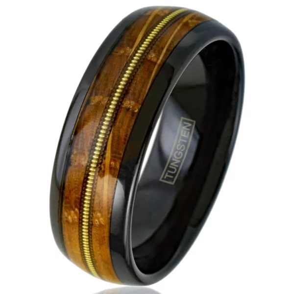 guitar string and whiskey barrel wood ring