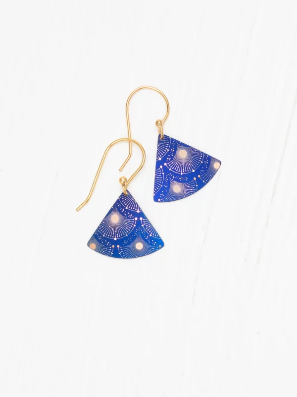 blue fan shape earrings