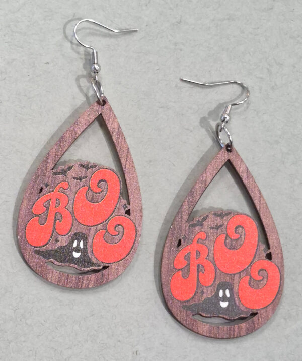 Wooden Halloween Earrings