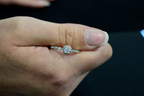 halo style diamond engagement ring
