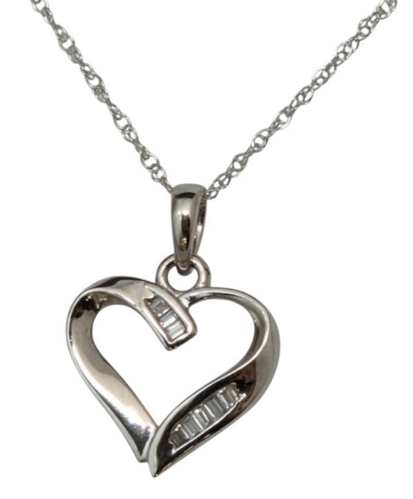 white gold dainty diamond heart necklace on rope chain