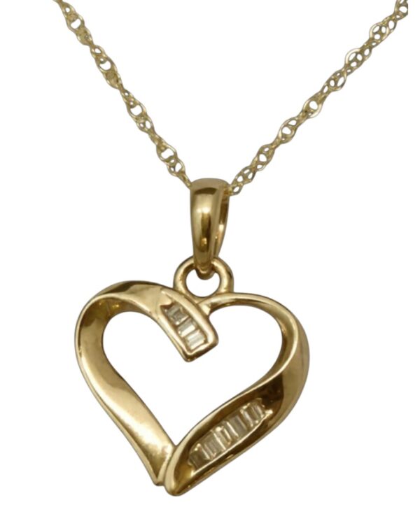 dainty diamond and gold heart necklace