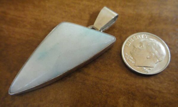 hemimorphite pendant with dime for size