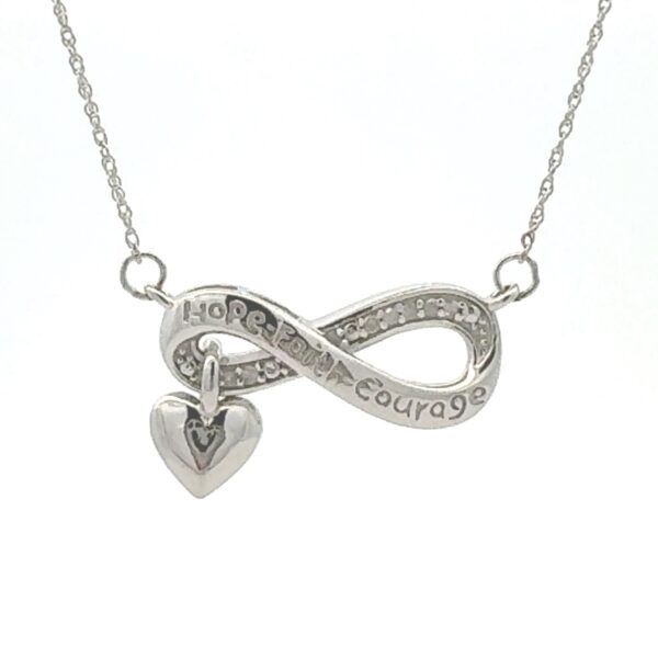 infinity necklace with heart accent