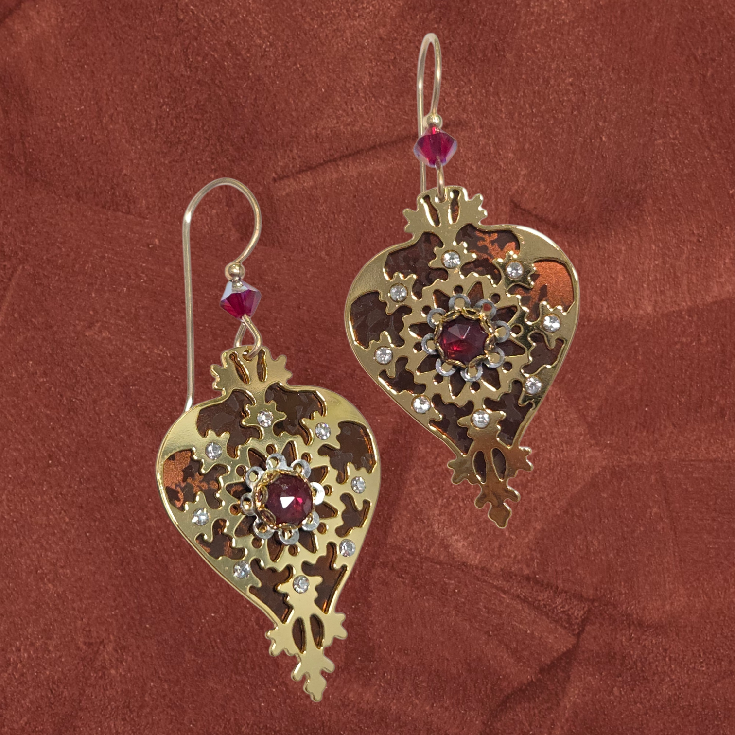 red ornament earrings