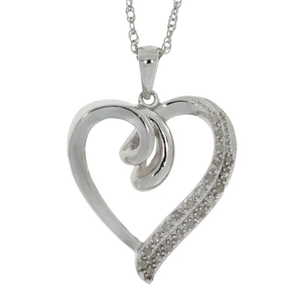 diamond and sterling silver heart necklace