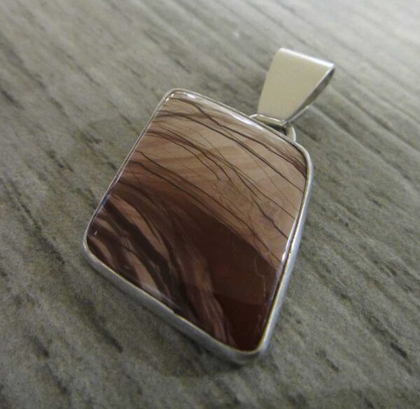 Handmade brown imperial jasper and sterling silver pendant