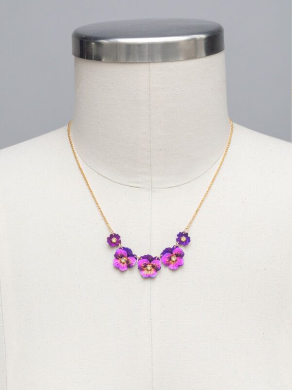 pansy necklace on mannequin
