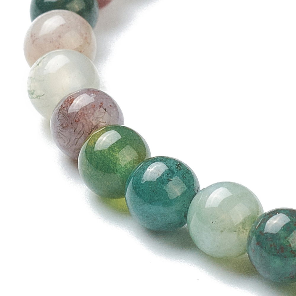 close-up of dainty stretch Indian agate bracelet