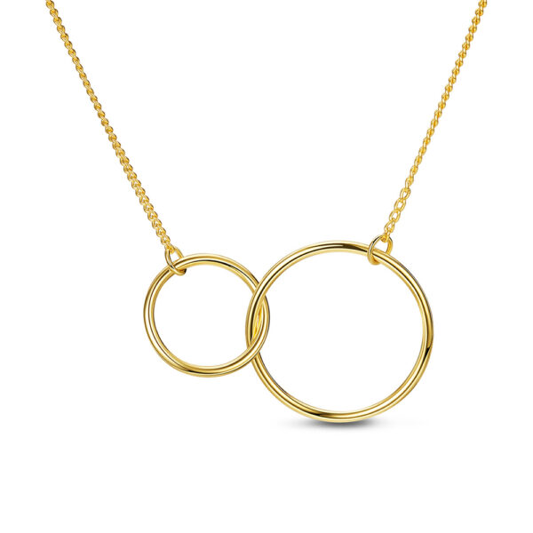 yellow gold-plated sterling silver interlocking circle necklace