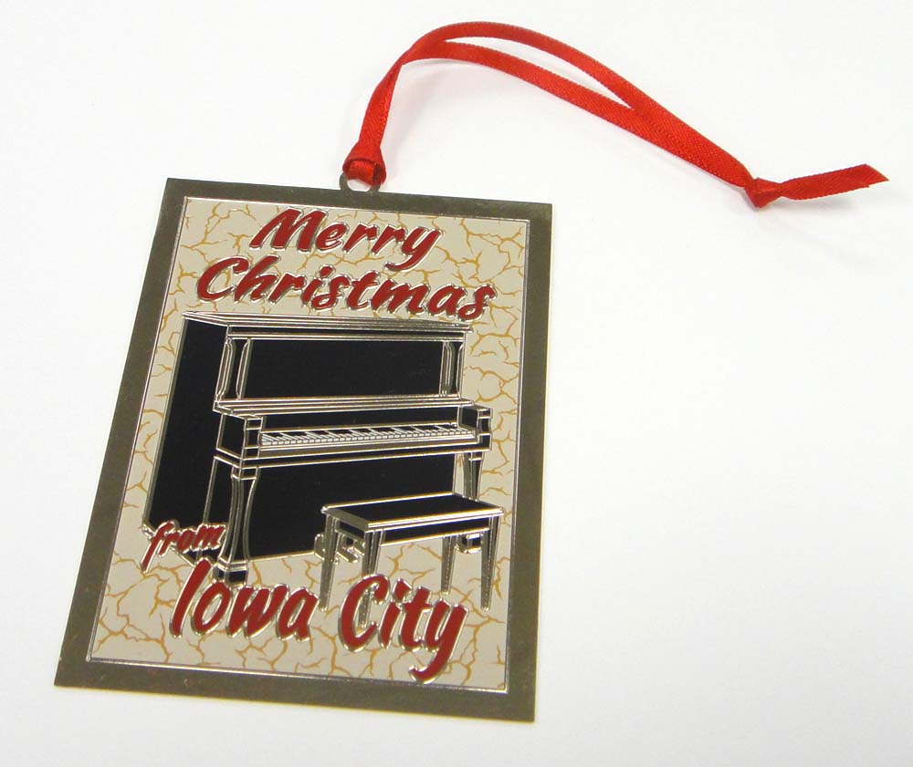 Merry Christmas from Iowa City piano ornament